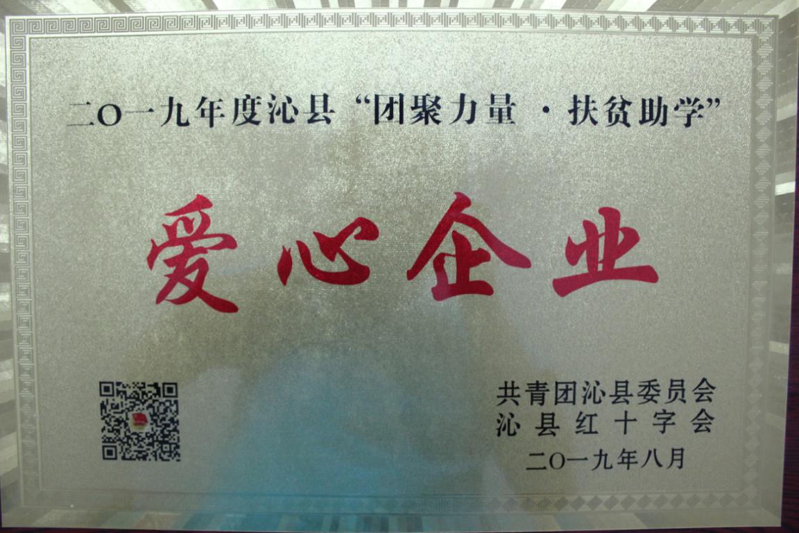 我司榮獲2019年沁縣“團(tuán)聚力量·扶貧助學(xué)”愛(ài)心企業(yè)
